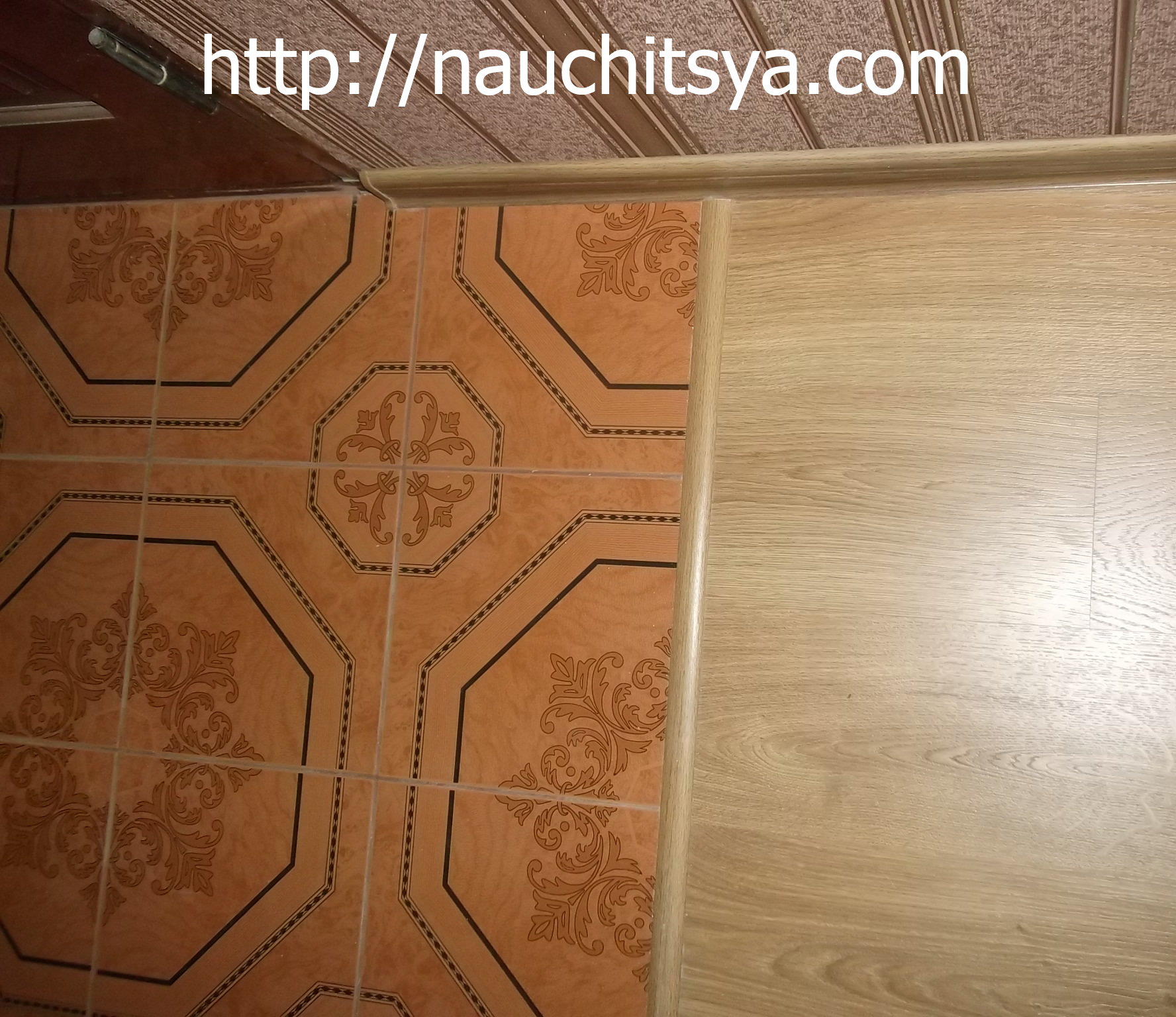 Стык плитки и ламината фото